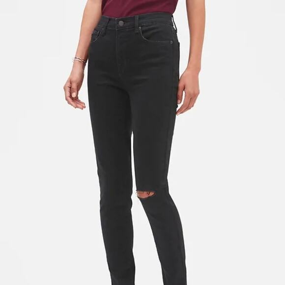 Banana Republic High Rise Black Denim Skinny Jeans - Picture 1 of 9